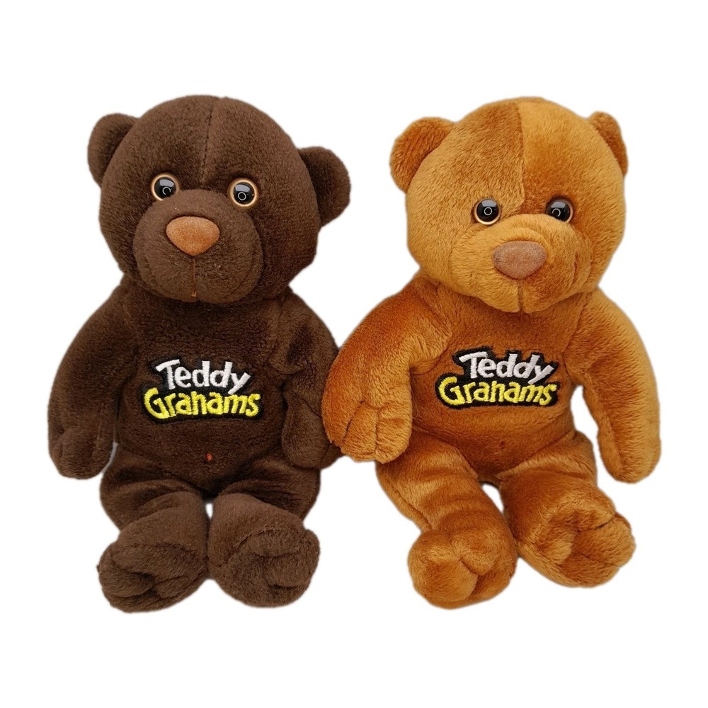 Teddy Grahams Chunky Chocolate & Spicy Cinnamon Bear Plush‎ Lot 2 7" Vintage